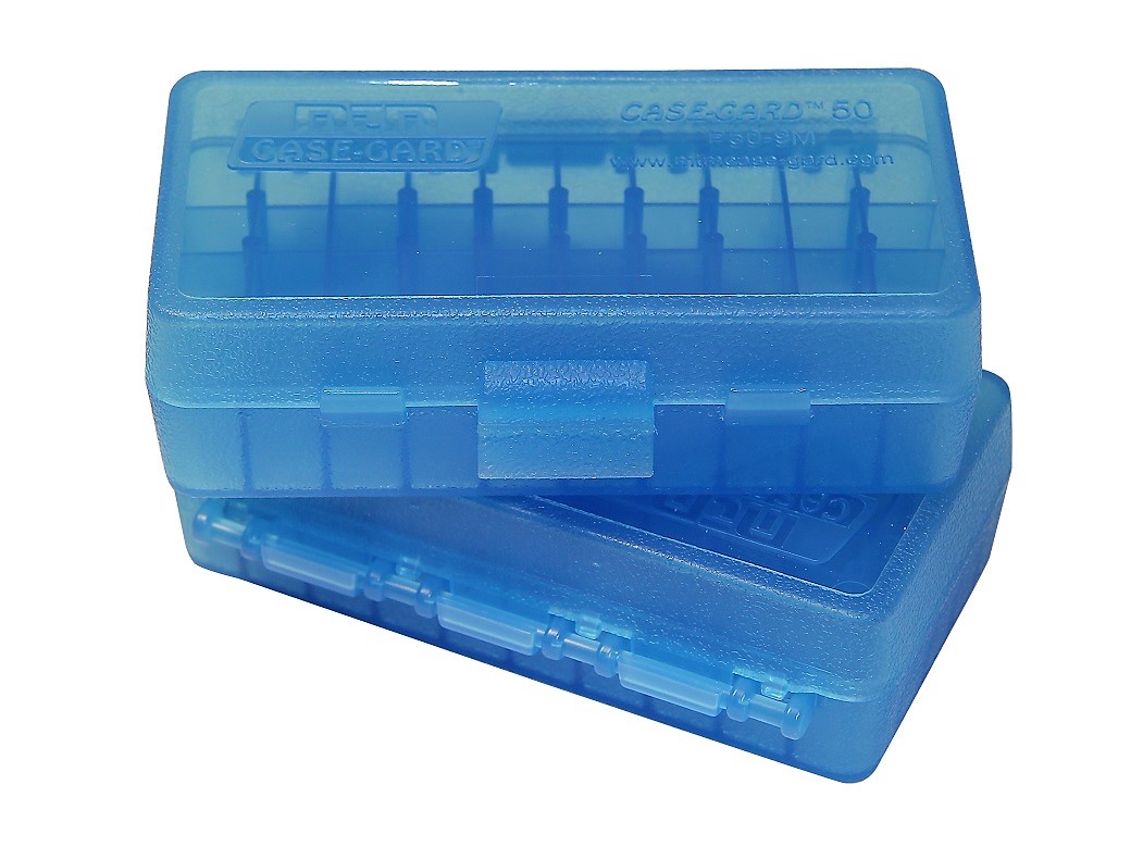 MTM P50-38 Flip-Top Ammo Box CLEAR BLUE content 50